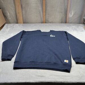 Carhartt Sweatshirt Men Medium Blue Maruette Crewneck Loose Fit Pullover‎ LOGO